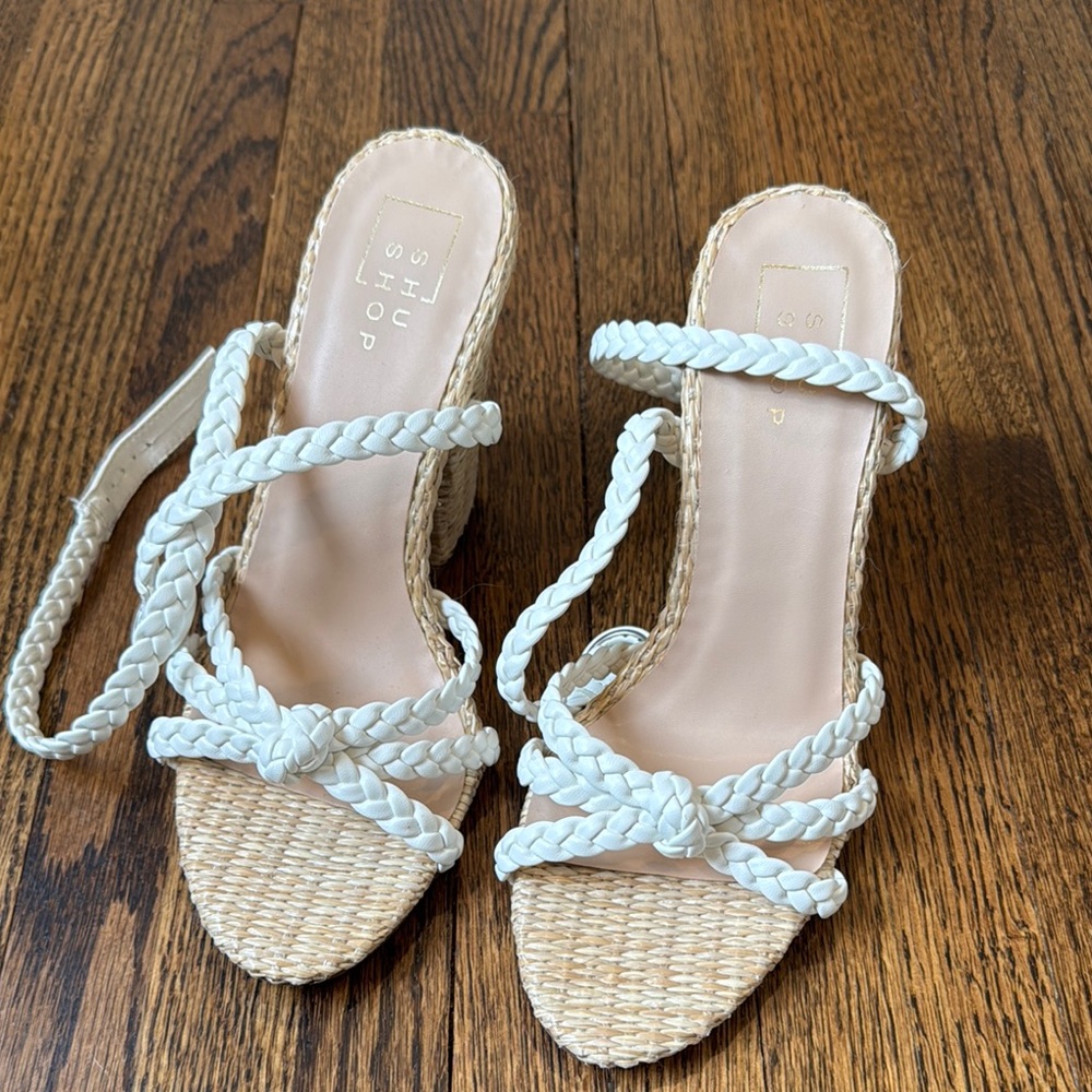 ShuShop Women's Braided Strap Sandals - Cream